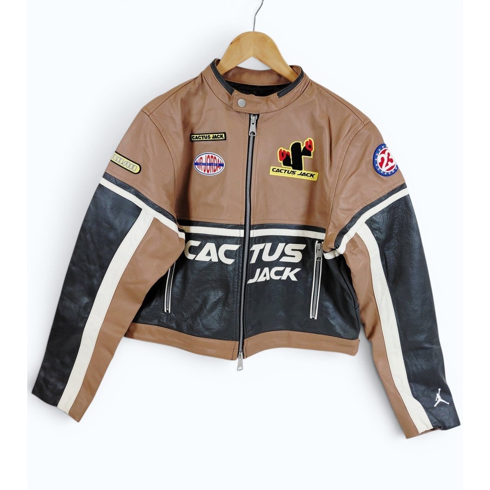 Jordan x Travis Scott Cactus Jack Leather Racing Jacket Women's Large